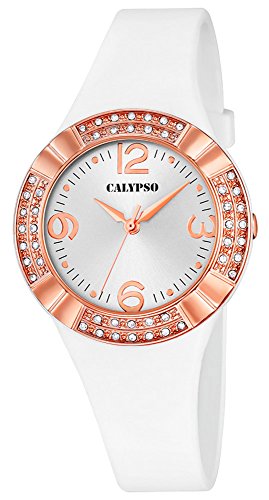 Calypso Damenarmbanduhr Quarzuhr Kunststoffuhr mit Polyurethanband analog K5659 Farben weiss