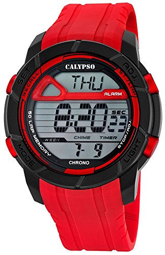 Calypso Herrenarmbanduhr Quarzuhr Kunststoffuhr mit Polyurethanband Alarm Chronograph digital 4 Alarmzeiten alle Modelle K5697 Variante 02