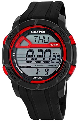 Calypso Herrenarmbanduhr Quarzuhr Kunststoffuhr mit Polyurethanband Alarm Chronograph digital 4 Alarmzeiten alle Modelle K5697 Variante 06