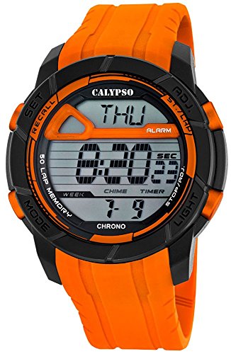 Calypso Herrenarmbanduhr Quarzuhr Kunststoffuhr mit Polyurethanband Alarm Chronograph digital 4 Alarmzeiten alle Modelle K5697 Variante 03