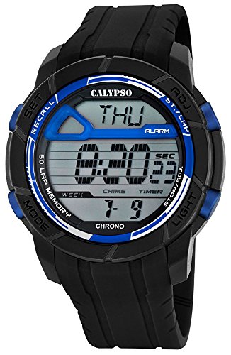 Calypso Herrenarmbanduhr Quarzuhr Kunststoffuhr mit Polyurethanband Alarm Chronograph digital 4 Alarmzeiten alle Modelle K5697 Variante 08