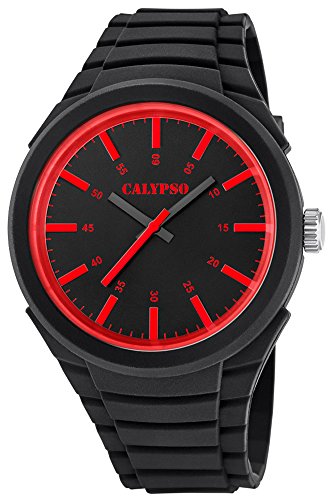 Calypso Herrenarmbanduhr Quarzuhr Kunststoffuhr mit Polyurethanband analog K5725 Farben schwarz rot