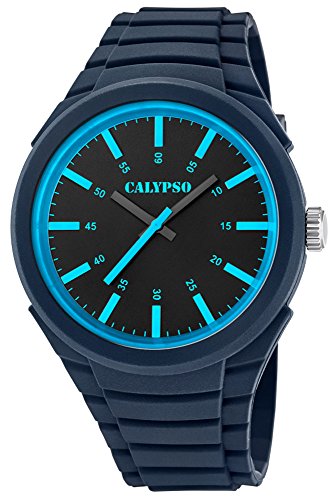 Calypso Herrenarmbanduhr Quarzuhr Kunststoffuhr mit Polyurethanband analog K5725 Farben dunkelblau blau
