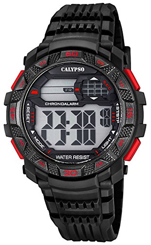 Calypso Herrenarmbanduhr Quarzuhr Kunststoffuhr mit Polyurethanband digital K5702 Farben schwarz rot