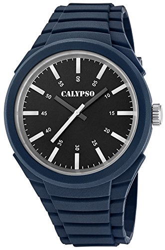 Calypso Herrenarmbanduhr Quarzuhr Kunststoffuhr mit Polyurethanband analog K5725 Farben dunkelblau weiss