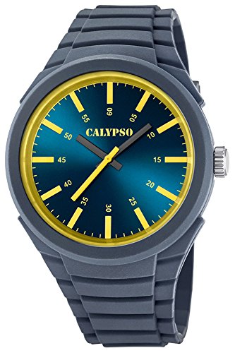 Calypso Herrenarmbanduhr Quarzuhr Kunststoffuhr mit Polyurethanband analog K5725 Farben grau gelb