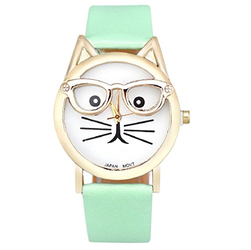Loveso Armband uhr elegant Frauen Damen Art und Weise nette Glas Katze Analog Quarz Uhr Armbanduhr Blau