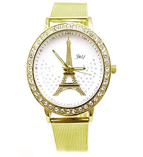 Loveso Armbanduhr elegant Frauen Dame Crystal Tower Gold Edelstahl Mesh Band Armbanduhr