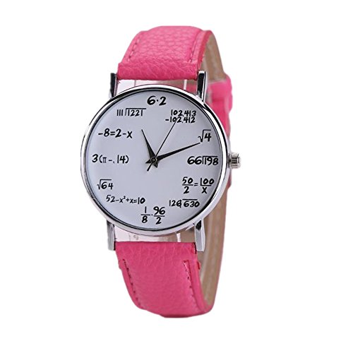 Loveso Armbanduhr elegant Frauen und Herren Kreative Neue Math Mathematische Formel Leder Sport Uhr Hot Pink