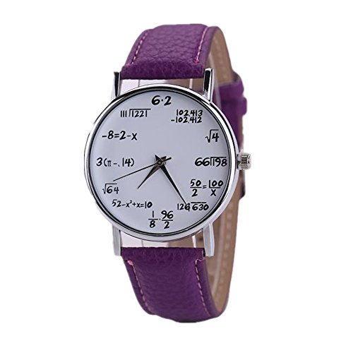 Loveso Armbanduhr elegant Frauen und Herren Kreative Neue Math Mathematische Formel Leder Sport Uhr Lila