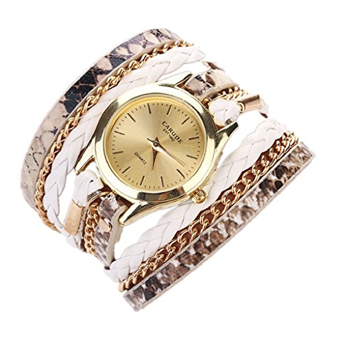 Loveso Armbanduhr elegant Frauen Mode Leopard Armband Quarz Geflochtene Verpackungs Uhr Armbanduhr Weiss
