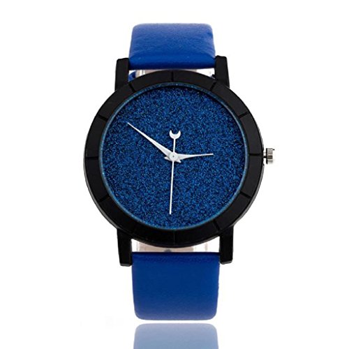Loveso Armbanduhr elegant Lovers Stern Minimalist Mode Uhren Lederarmbanduhr Blau