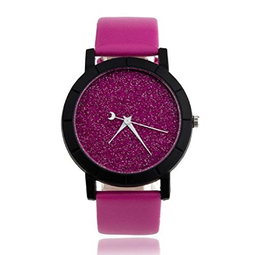 Loveso Armbanduhr elegant Lovers Stern Minimalist Mode Uhren Lederarmbanduhr Hot Pink