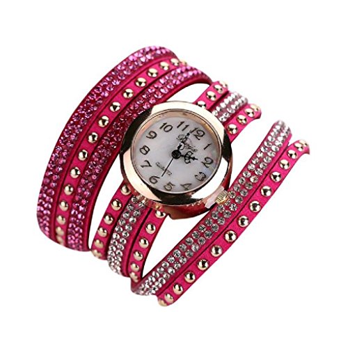 Loveso Armbanduhr elegant Femmes Mode glaenzendes Montre Armband Femmes armwatch Hot Pink