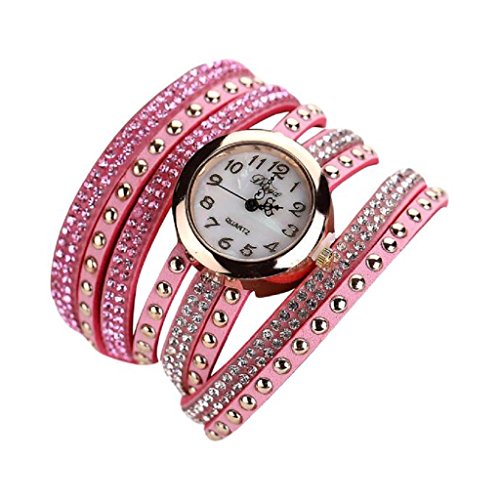 Loveso Armbanduhr elegant Femmes Mode glaenzendes Montre Armband Femmes armwatch Pink