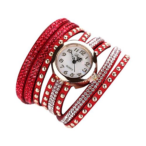 Loveso Armbanduhr elegant Femmes Mode glaenzendes Montre Armband Femmes armwatch Rot