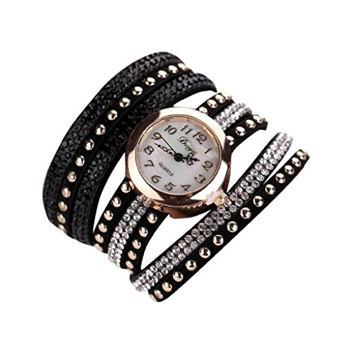 Loveso Armbanduhr elegant Femmes Mode glaenzendes Montre Armband Femmes armwatch Schwarz