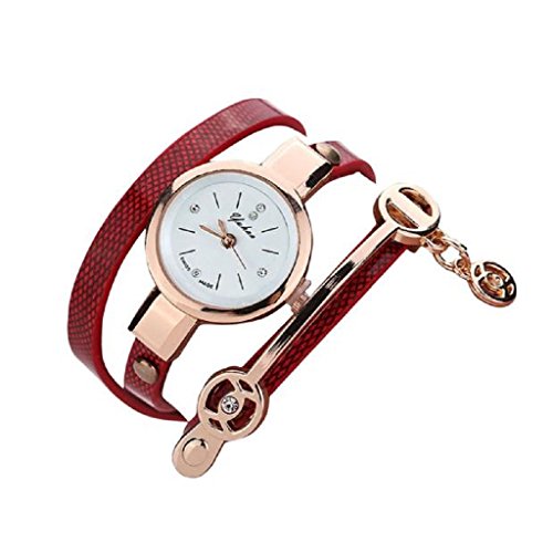 Loveso Armbanduhr elegant Frauen elegante Metallbuegel Uhr mit 8 verschiedenen Farben Rot
