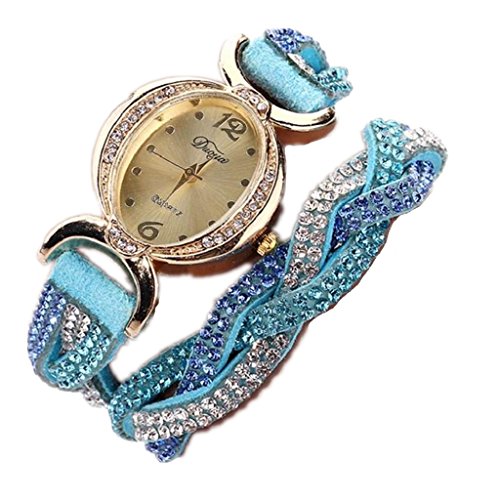 Loveso Armbanduhr elegant Frauen heissen Mode elegante Luxus Herz Anhaenger Uhren Armbanduhren Hellblau