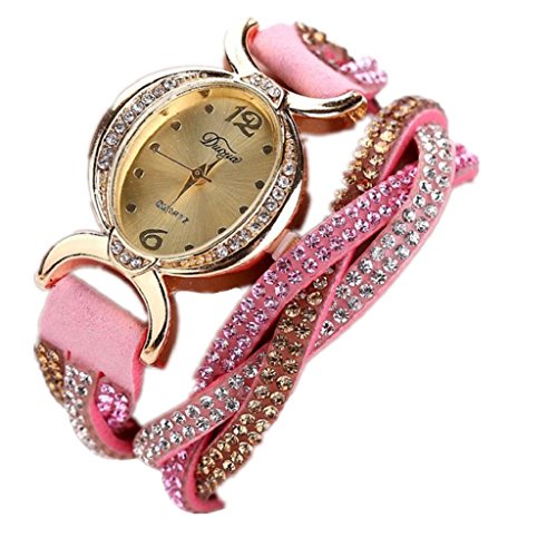 Loveso Armbanduhr elegant Frauen heissen Mode elegante Luxus Herz Anhaenger Uhren Armbanduhren Pink