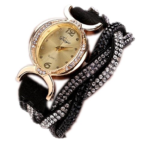 Loveso Armbanduhr elegant Frauen heissen Mode elegante Luxus Herz Anhaenger Uhren Armbanduhren Schwarz