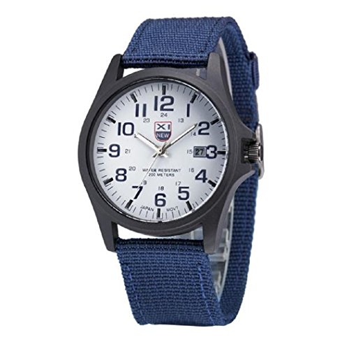 Loveso Elegant Armbanduhr Mode Outdoor Herren Datum Edelstahl Militaer Sport analoge Armee Blau