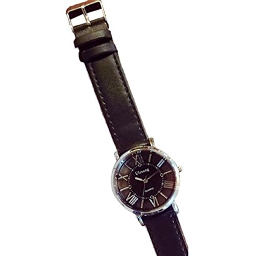 Loveso Armbanduhr elegant Maenner und Frauen Students Minimalist Mode Liebhaber Hohl Gurt Quarz Uhr Schwarz