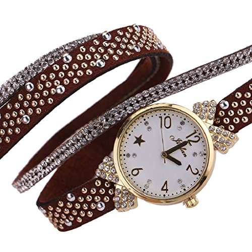 Loveso Armbanduhr Frauen arbeiten Freizeit Kristall Diamant Quarz Uhr Armbanduhr Braun
