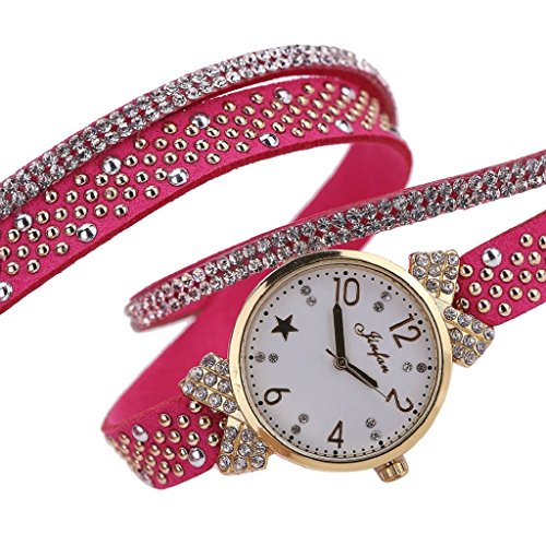 Loveso Armbanduhr Frauen arbeiten Freizeit Kristall Diamant Quarz Uhr Armbanduhr Hot Pink