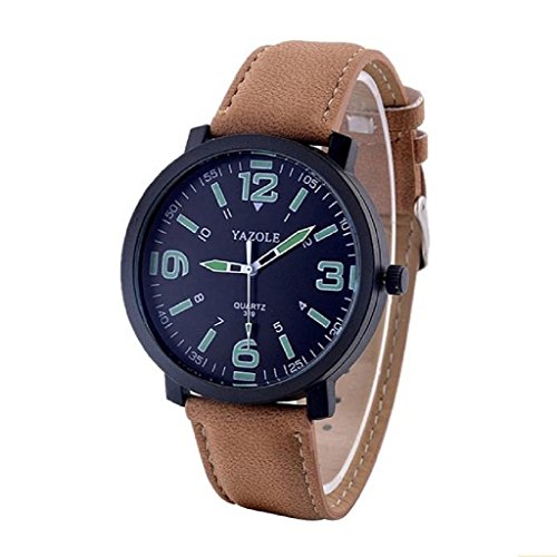 Loveso Herren Elegant Armbanduhr Mode Leder LuxuxMens Militaerquarz Armee Armbanduhr