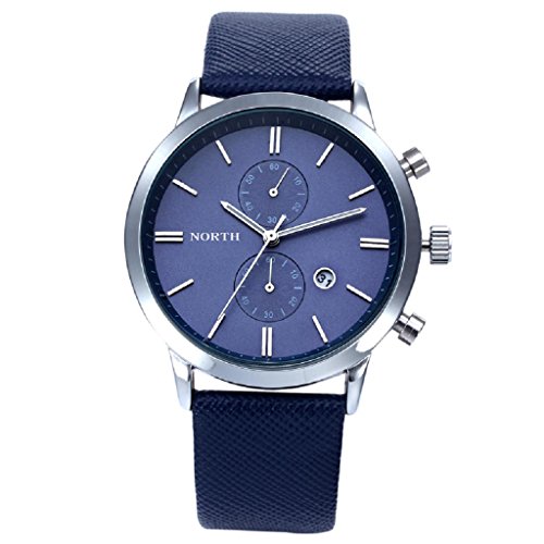 Loveso Herren Elegant Armbanduhr 1PC Mode Mann beilaeufige wasserdichte Datum Leder Militaer Japan Uhr Geschenk Blau