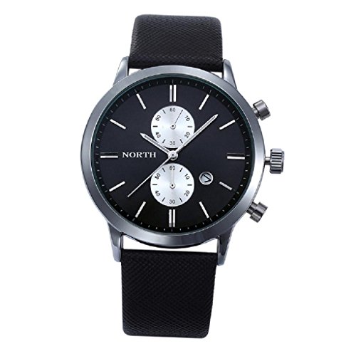 Loveso Herren Elegant Armbanduhr 1PC Mode Mann beilaeufige wasserdichte Datum Leder Militaer Japan Uhr Geschenk Schwarz