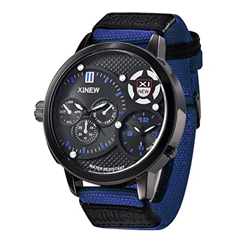 Loveso Herren Elegant Armbanduhr Maenner Mode 30 m wasserdicht Militaersport Quarz Uhr Armbanduhr Blau