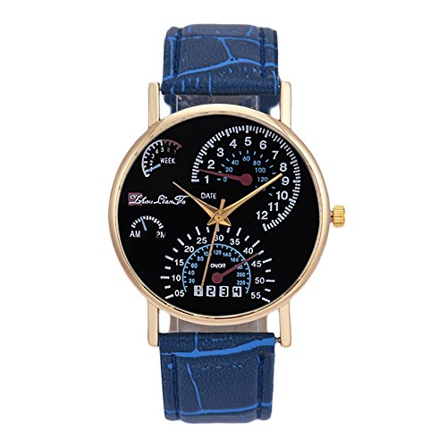 Loveso Herren Elegant Armbanduhr Herren Business Elegante Lederne Band Analog Quarz Uhr Armbanduhr Blau