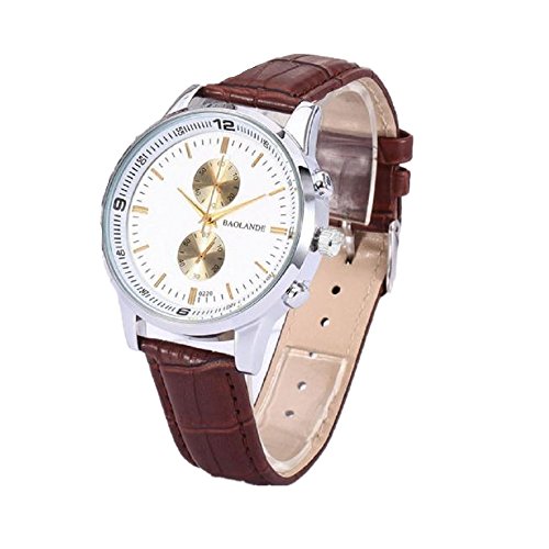 Loveso Herren Elegant Armbanduhr Mode Mann und Frauen Geschaefts Ziffern Leder analoge Quarz Uhr Braun