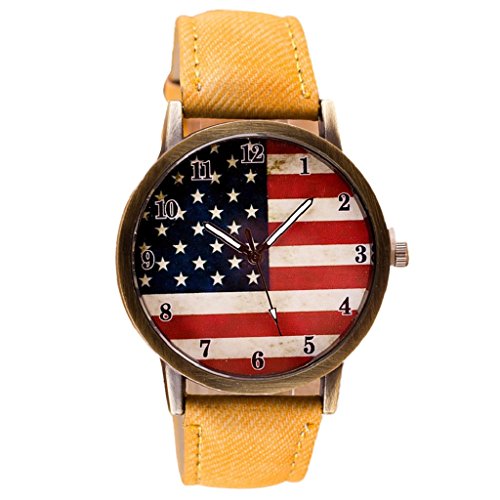Loveso Herren Elegant Armbanduhr Flagge eine Flagge Muster Lederband Armbanduhren Gleb