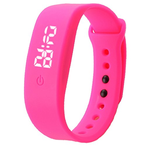 Loveso Smart Armband Damen und Herren Gummi LED Sport Digital Uhr Armbanduhr Hot pink