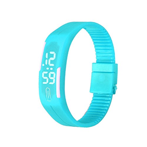 Loveso Smart Armband smartarmbanduhr Frauen der Maenner Gummi LED Uhr Datum Sports Armband Himmelblau