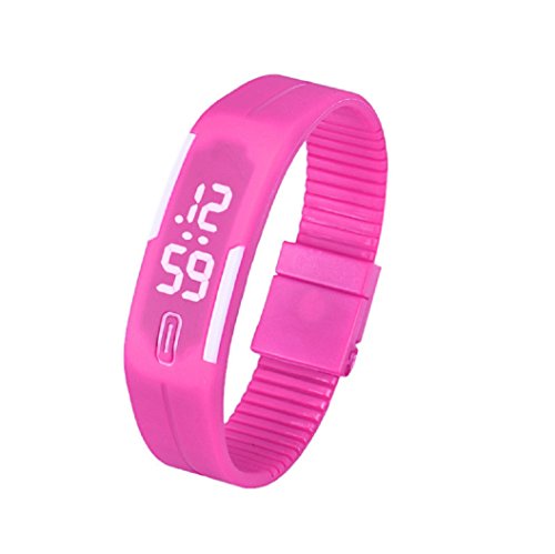 Loveso Smart Armband smartarmbanduhr Frauen der Maenner Gummi LED Uhr Datum Sports Armband Hot Pink