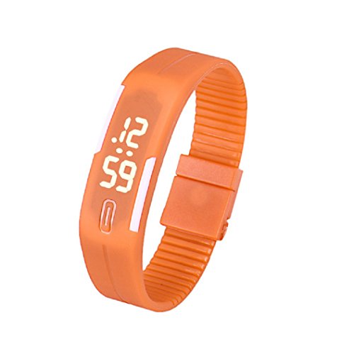 Loveso Smart Armband smartarmbanduhr Frauen der Maenner Gummi LED Uhr Datum Sports Armband Orange