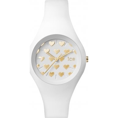 Ice Watch LO WE HE S S 16 ICE love White Heart Small Uhr Kautschuk Kunststoff 100m Analog weiss gold