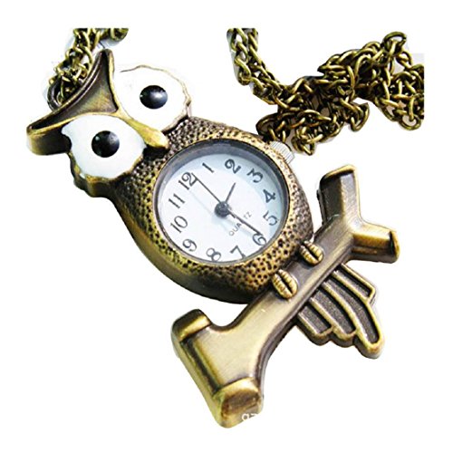 New owl Taschenuhr Pocket Watch Chain Necklace Alloy Antique Bronze Uhren watches WPH KTW146311A