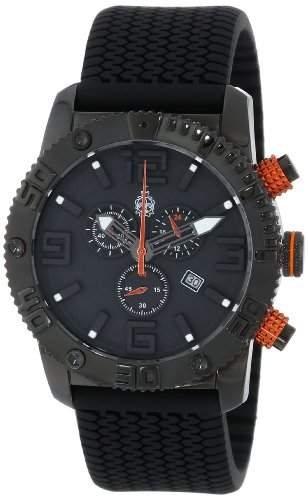 Burgmeister Herren-Armbanduhr XL Black Chrono Analog Quarz Silikon BM521-622B