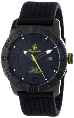 Burgmeister Herren-Armbanduhr XL Black Analog Quarz Silikon BM522-622A