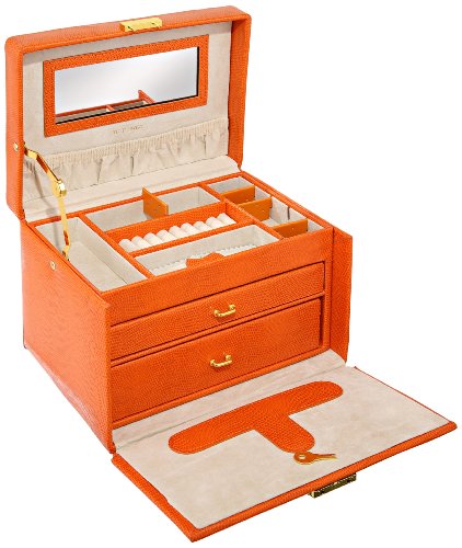Paylak TS382OGE orange Leder mit Lock Schmuck Box mit Travel Case Tech Schweizer