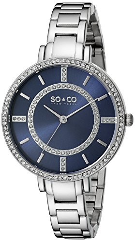 So Co New York SOHO Damen Quarzuhr mit Blau Zifferblatt Analog Anzeige und Silber Edelstahl Armband 5066 2
