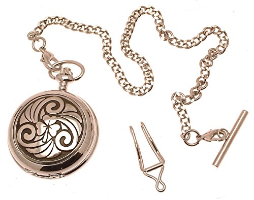 Am Quarz Taschenuhr aus Zinn Keltisches Shamrock Design