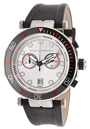 Ted Lapidus Herren 44mm Chronograph Schwarz Leder Armband Uhr 5125601SM