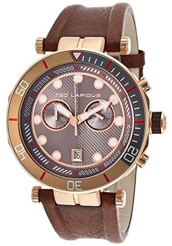 Ted Lapidus Herren 44mm Chronograph Braun Leder Armband Uhr 5125605SM