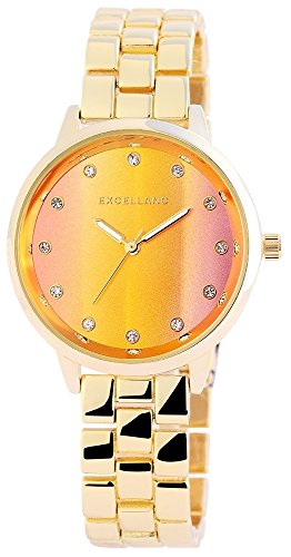 Quarz Uhr Armbanduhr Crytalbesatz Metallarmband Bicolor 180805800007